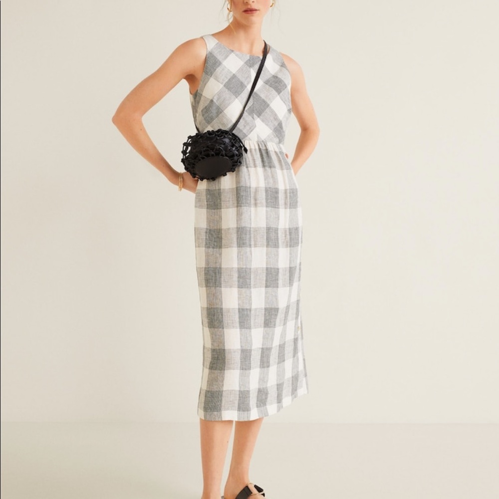 NWT MANGO Linen-blend midi dress